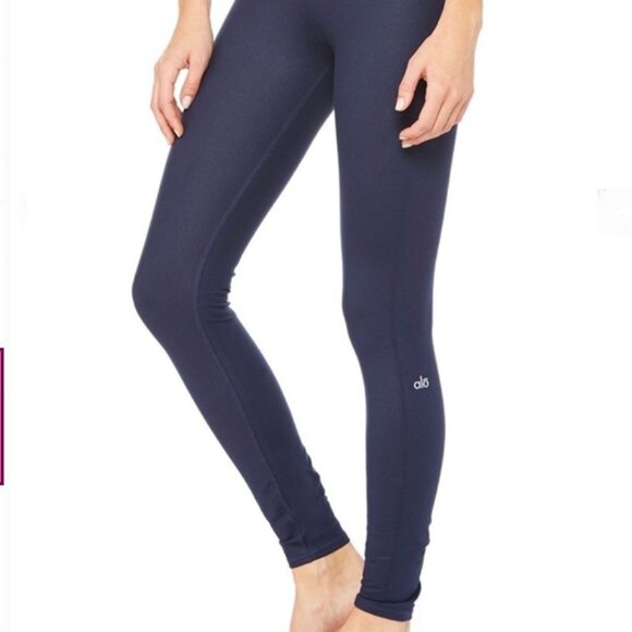 ALO Yoga High Waist Air Brush Navy Blue Leggings Size M - Picture 3 of 6
